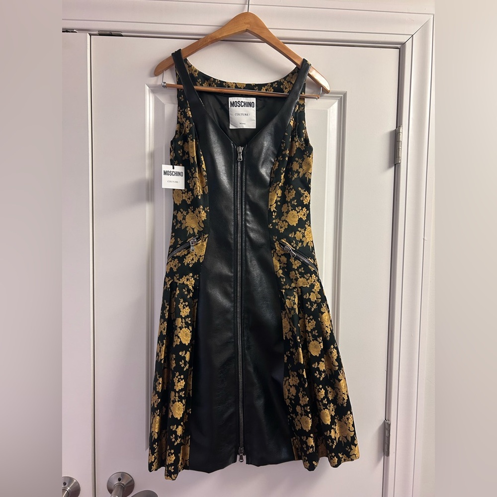 NWT Moschino leather floral dress size Medium
